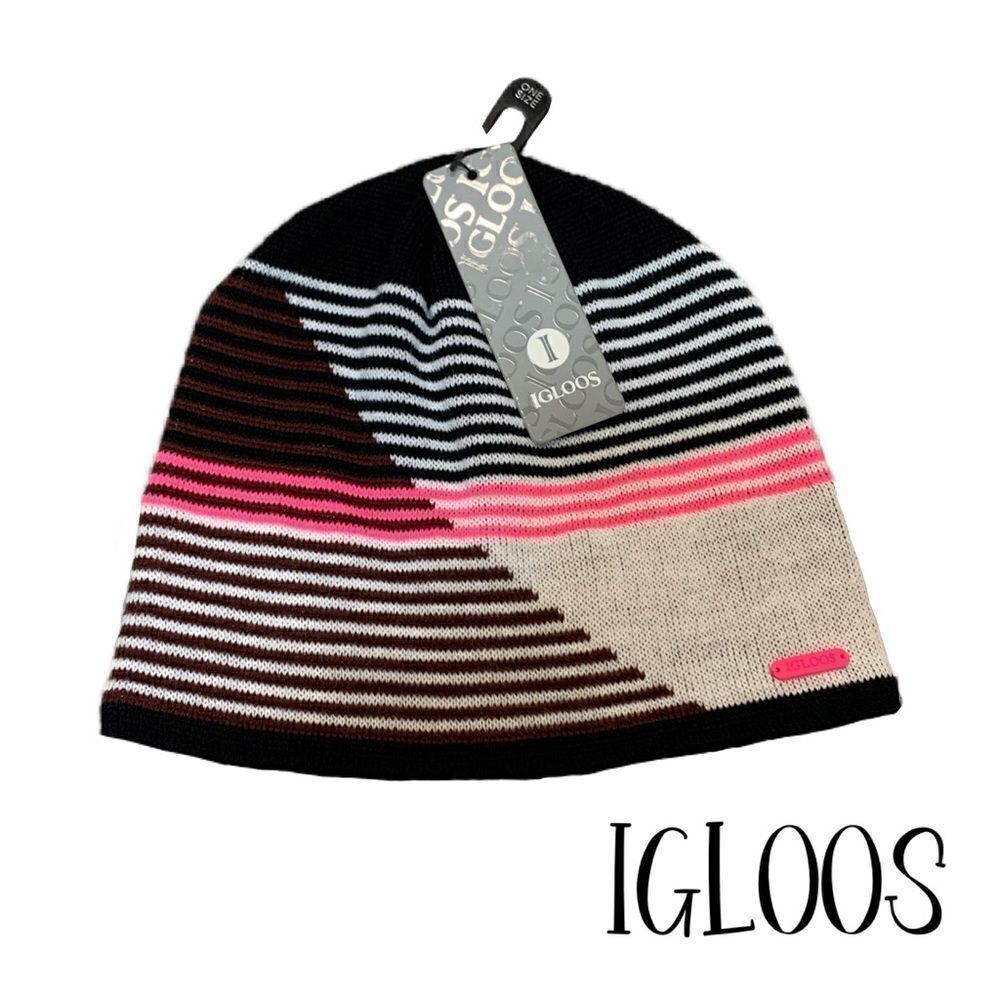 NWT womans Igloos Pink/black/gray winter beanie